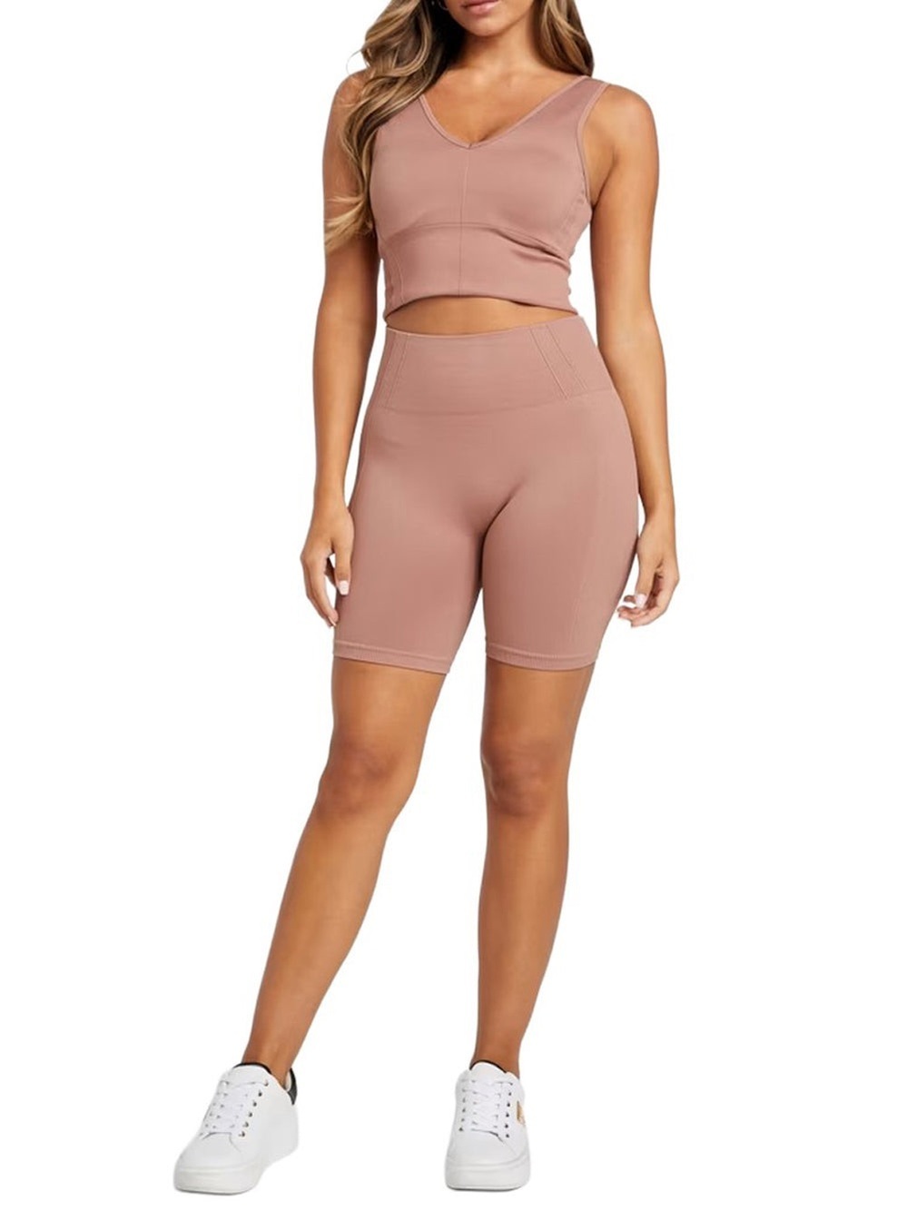 New Guess Women's Mauve High-Rise Bike Shorts and Top Sz M